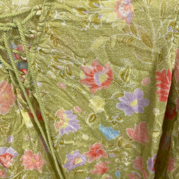 Billabong Tunic Floral Boho Shirt Swim Coverup Tassels Small Green Sheer Light - Picture 4 of 7